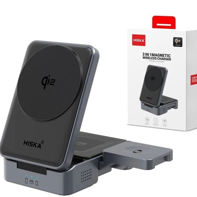 شارژر وایرلس سه کاره رومیزی هیسکا مدل HR-15 - 4251